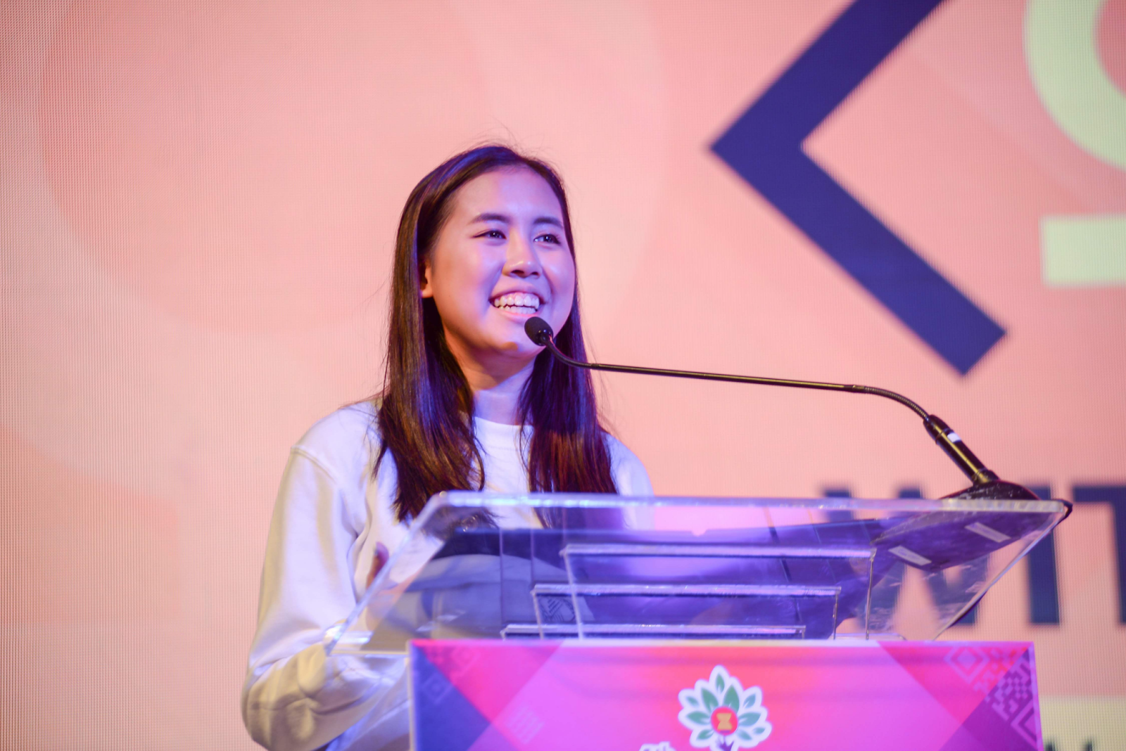 Girl on Podium